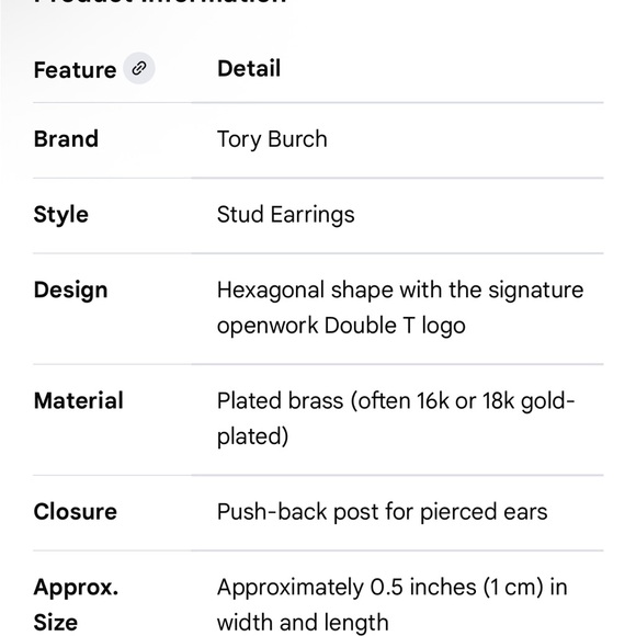 Tory Burch Milgrain Hex Stud Earrings NWOT - Picture 5 of 5